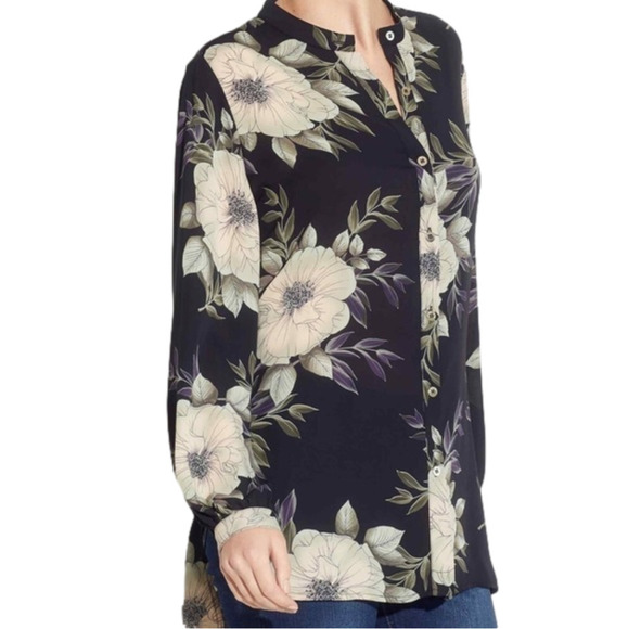 JOAN Vass Floral Printed Tunic Grey/Taupe XS - Picture 1 of 4